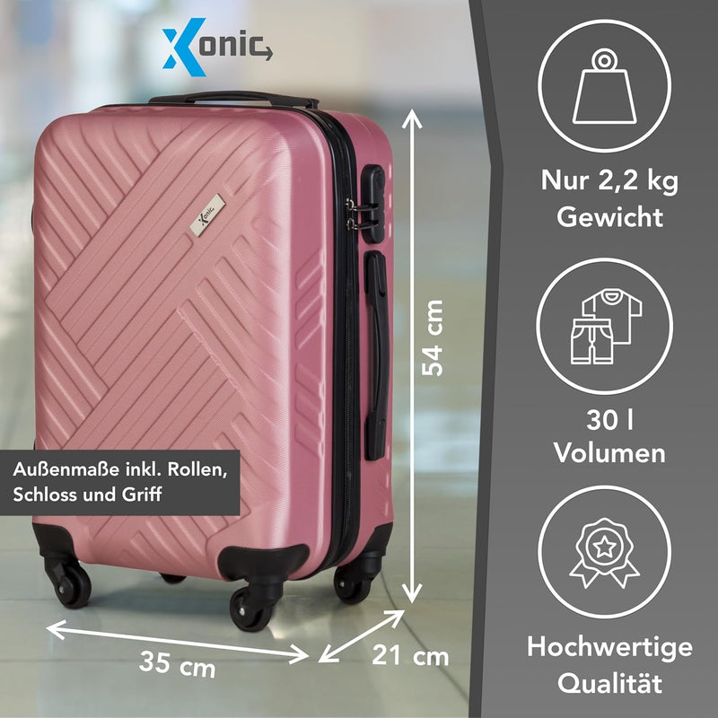 Xonic Design Boardcase Reisekoffer - Hartschalen-Koffer mit 360° Leichtlauf-Rollen - hochwertiger Ka