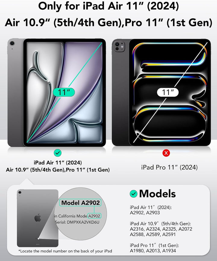 ESR Hülle für iPad Air 11 Zoll M2, iPad Air 6/5/4 (2024/2022/2020) 10,9 Zoll, Starke Magnetbefestigu