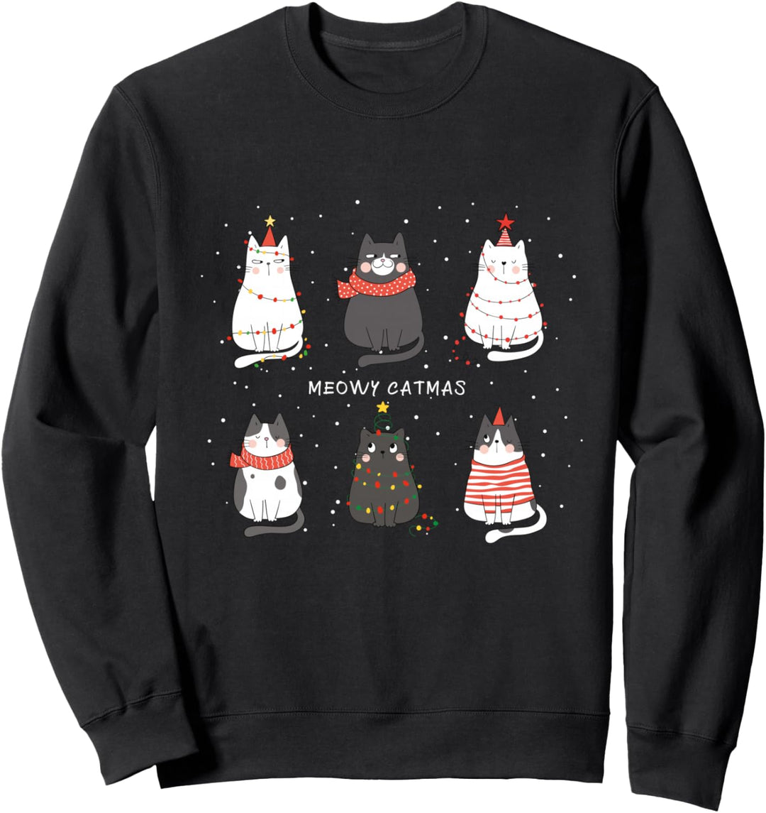 Süsse Katzen Xmas Kätzchen Weihnachtsoutfit Damen Weihnachts Sweatshirt