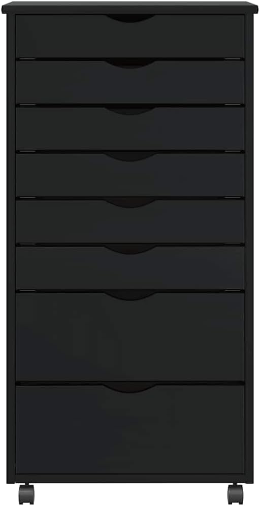 vidaXL Rollschrank mit Schubladen Moss Schwarz Massivholz Kiefer, Kommode, Schubladenschrank, Schrei