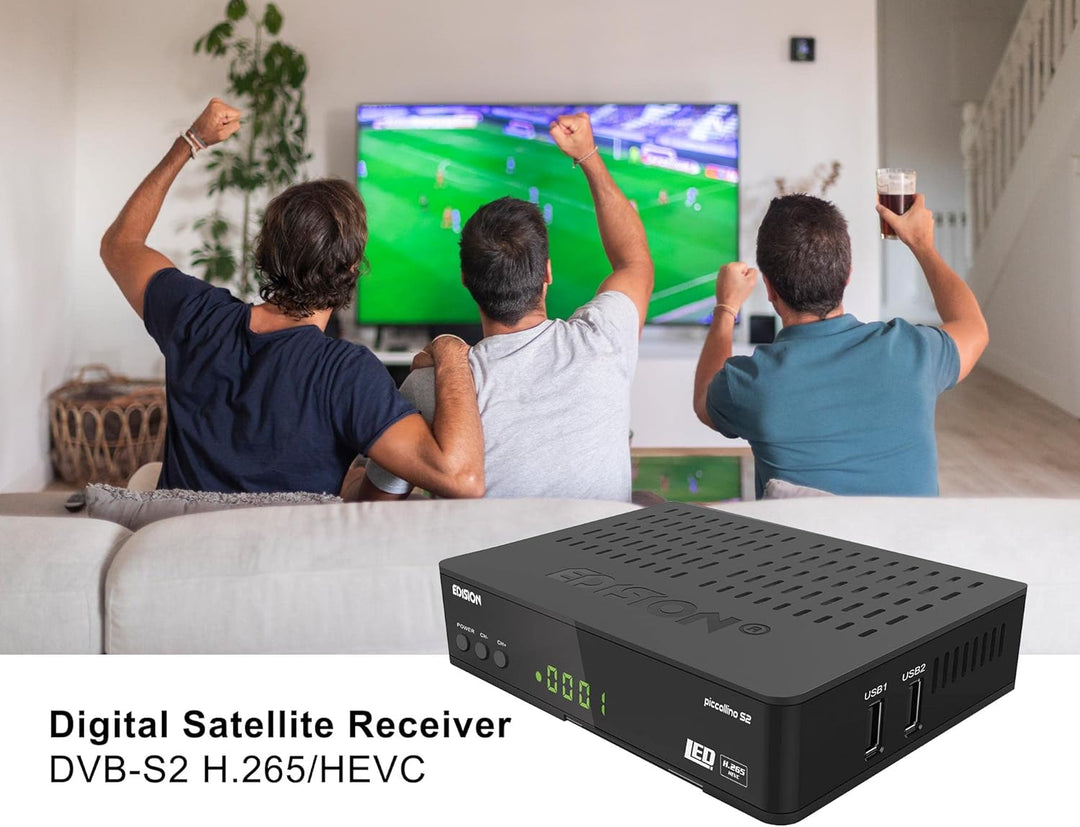EDISION Piccollino DVB-S2 Full HD Sat Receiver H.265/HEVC Kartenleser USB Schwarz Single, Single