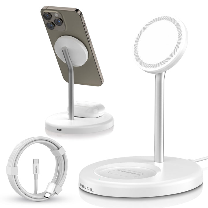 Ladestation 2-in-1 für iPhone 12-17 Serie - Kompatibel mit MagSafe, 15W Wireless Charger - Ladegerät
