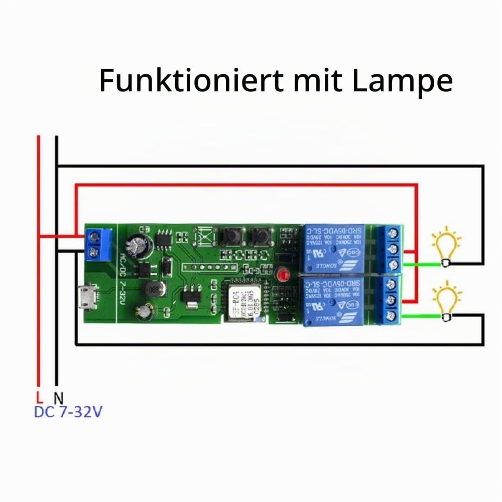 MHCOZY 2-Kanal WiFi RF Wireless Switch Relais, Inching Self-Locking Interlock Modus, Ewelink App Rem