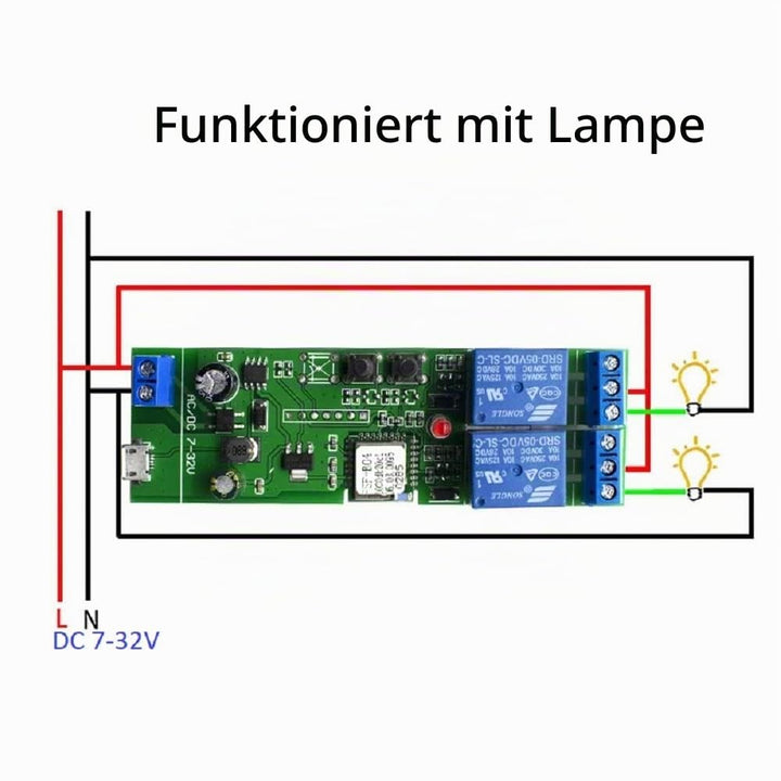 MHCOZY 2-Kanal WiFi RF Wireless Switch Relais, Inching Self-Locking Interlock Modus, Ewelink App Rem
