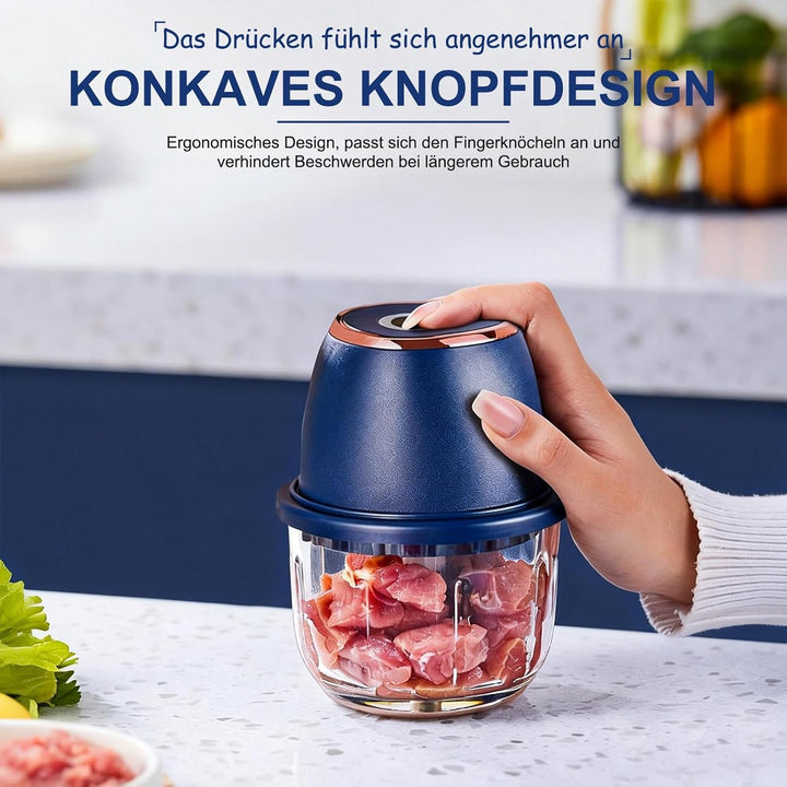Zwiebel Zerkleinerer, Zerkleinerer Küche,350 ml,6 Edelstahlklingen,Mit Typ-C-Ladekabel für die heimi