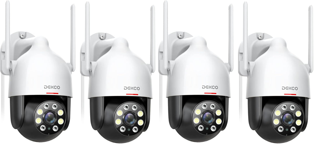DEKCO 2K Überwachungskamera Aussen WLAN 4 Packungen, 350°/90° Schwenkbar WLAN Kamera Outdoor, 3MP Wi