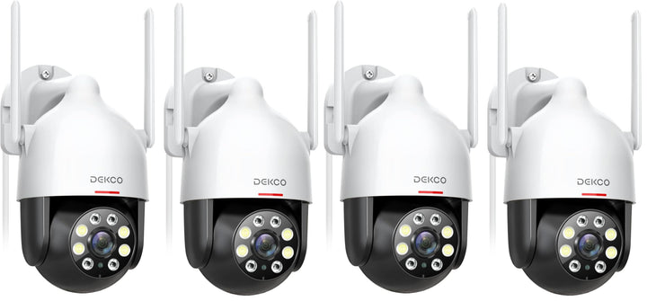 DEKCO 2K Überwachungskamera Aussen WLAN 4 Packungen, 350°/90° Schwenkbar WLAN Kamera Outdoor, 3MP Wi