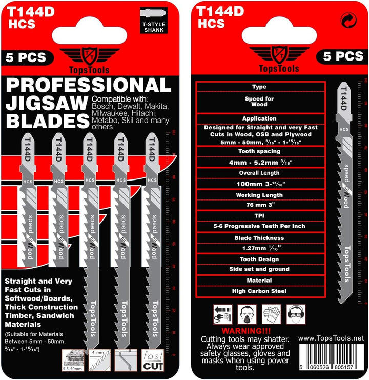 30 x TopsTools JSTTK6A T101B T101BR T101D T101AO T111C T144D gemischte Stichsägeblätter kompatibel m
