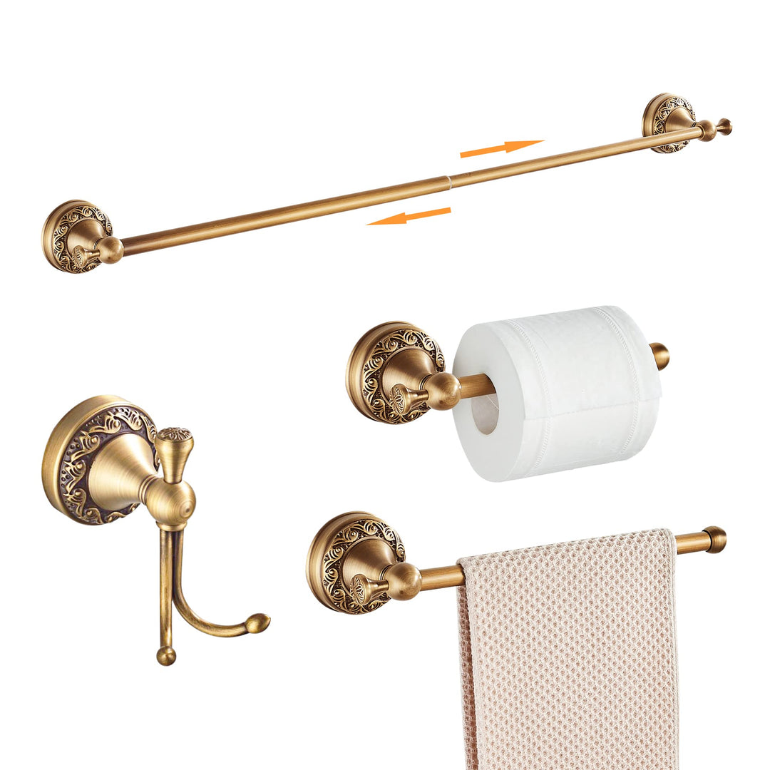 Antike Bronze Badezimmer Hardware Set,Verstellbarer Handtuchhalter, Toilettenpapierhalter, Handtuchh