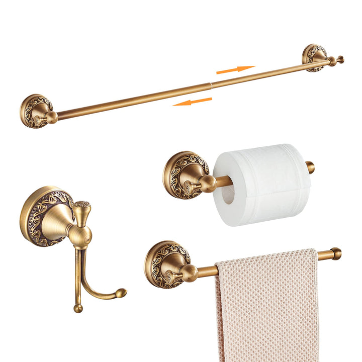 Antike Bronze Badezimmer Hardware Set,Verstellbarer Handtuchhalter, Toilettenpapierhalter, Handtuchh