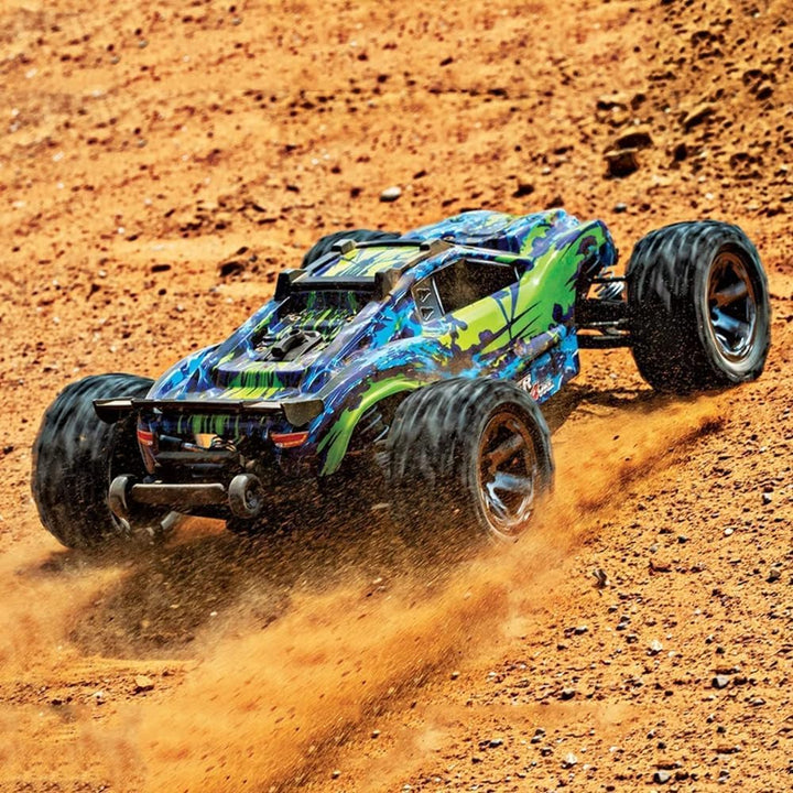 TRAXXAS Rustler grün/blau 4x4 VXL 1/10 Stadium-Truck RTR Brushless, mit TSM ohne Akku und Ladegerät