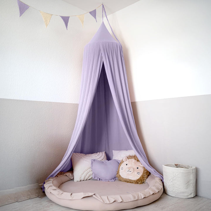 lilimaus Baldachin Kinderzimmer mit Goldapplikation [in 12 Farben] Betthimmel aus 100% Baumwolle Mus