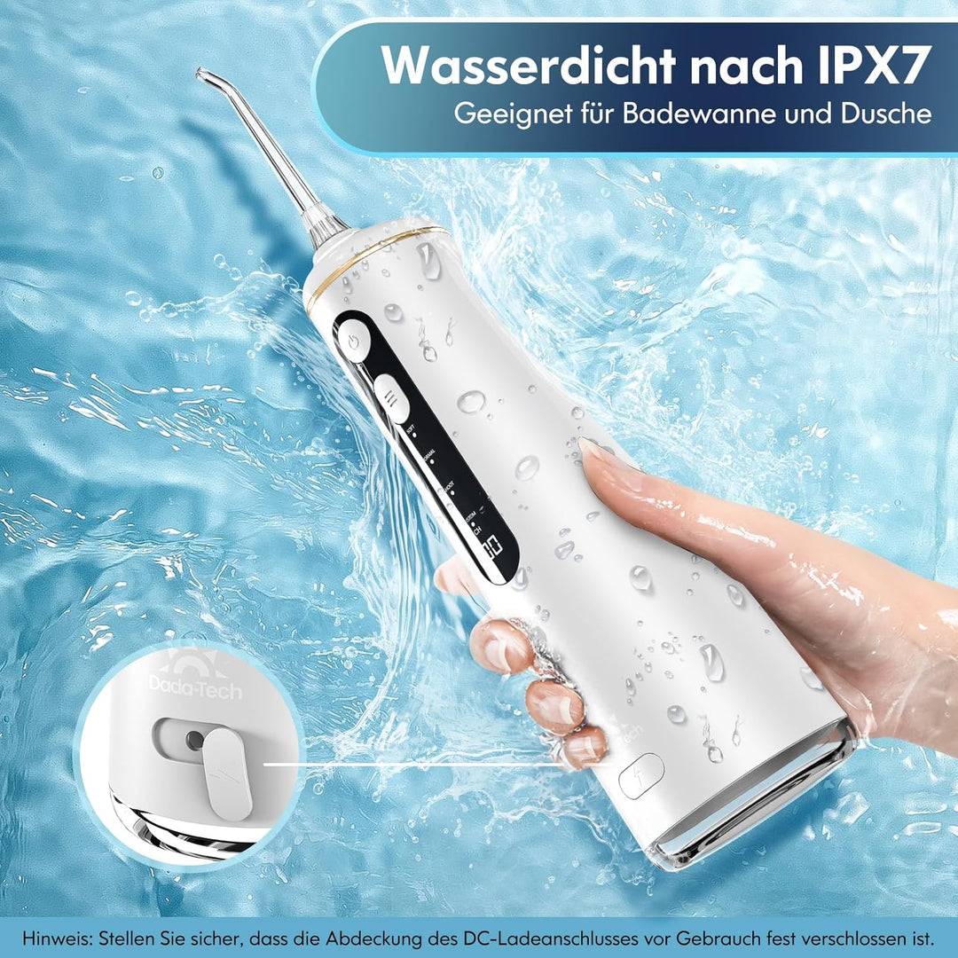Munddusche Kabellos, Water Flosser for Teeth Mit 4 Modi & 8 Stufen 7 Düsen 300ML Tank Munddusche für