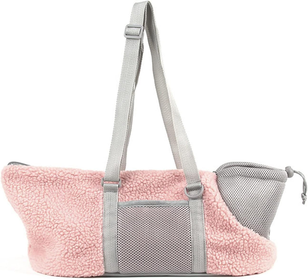 Hundetragetasche mit verstellbarem Schultergurt Hundetasche Winter Warm Umhängetasche Haustiere Falt
