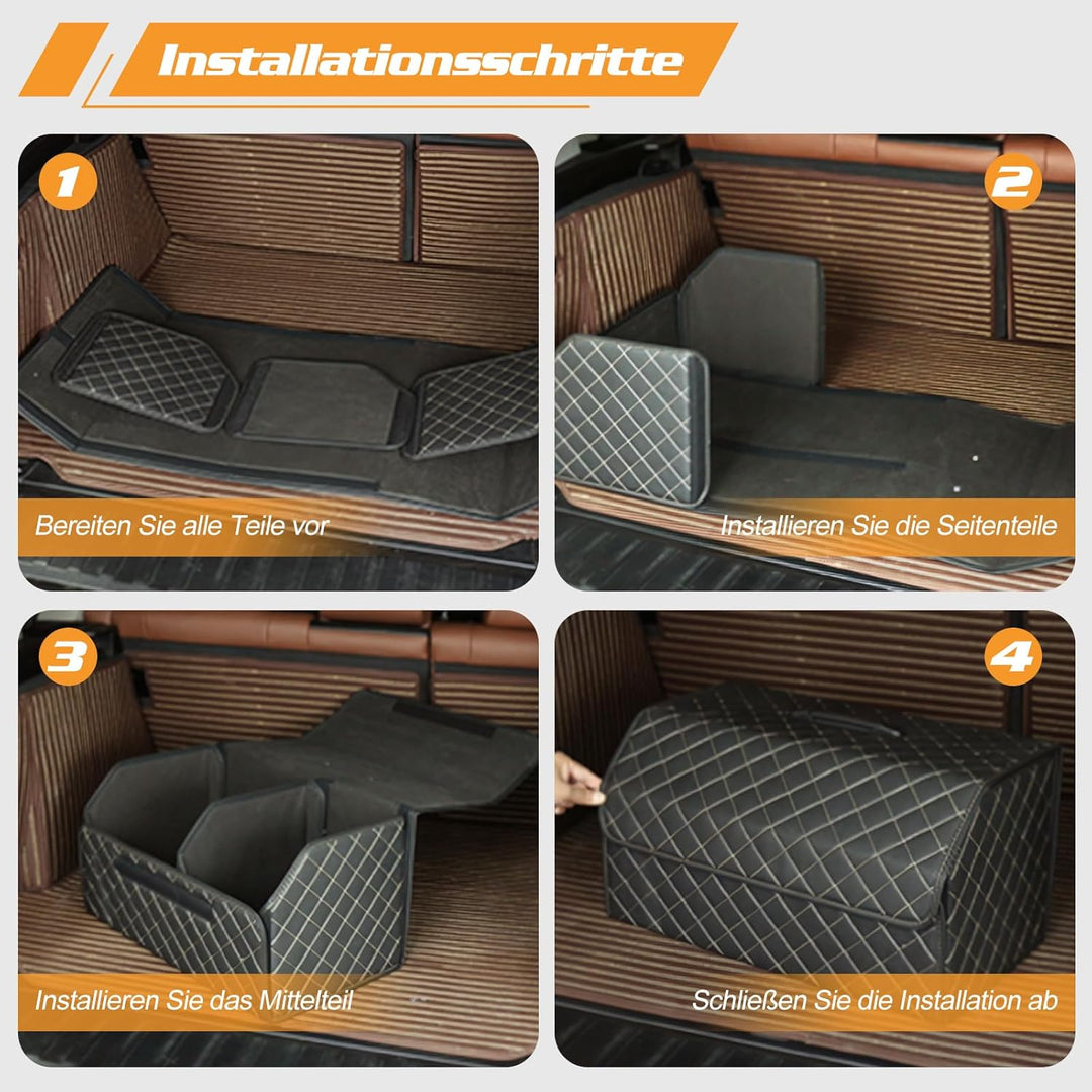 Ergocar Kofferraum Organizer PU-Leder Aufbewahrungstasche Organizer Wasserdicht Faltbar Kofferraum-T