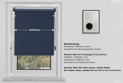 OBdeco Verdunkelungsrollo Thermorollo 80x210cm Dunkelblau ohne Bohren mit gleichfarbige Beschichtung