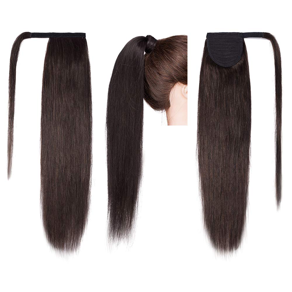 SEGO Pferdeschwanz Haarteil Zopf extensions Ponytail Haarverlängerung clip in Pony Echthaar remy Dun