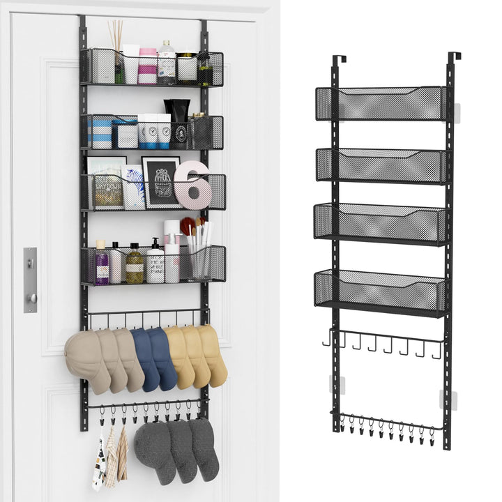 Über-der-Tür-Organizer, 2-in-1-Kleiderschrank-Organizer und Hutablage aus Metall mit 4 Verstellbaren
