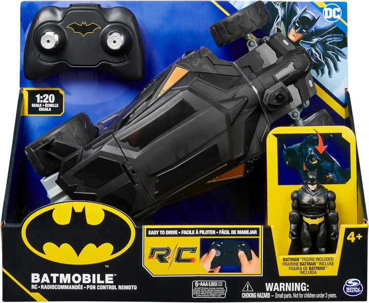 DC Comics - Batman Batmobile mit Fernsteuerung und Batman Figur (10cm) (2,4 GHz), einfach zu Fahren,