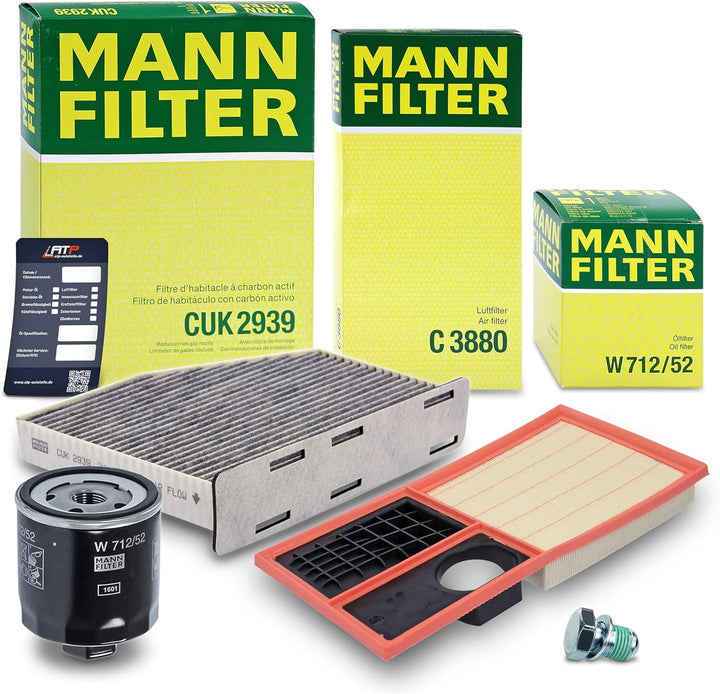 1x MANN-FILTER Ölfilter, 1x MANN-FILTER Luftfilter, 1x MANN-FILTER Innenraumfilter (Aktivkohlefilter
