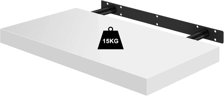 WOLTU Wandregal Hochglanz Weiss Set von 3 Regalen Wandboard freischwebend Schweberegal CD DVD Regal