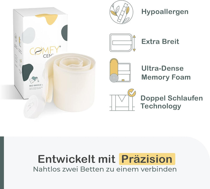 COMFYCENTRE Extra Breite Liebesbrücke für Matratzen mit Spanngurt [30 x 200cm] - Perfekt für 180 x 2