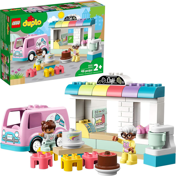 LEGO 10928 DUPLO Tortenbäckerei Spielset mit Café-Wagen, Kuchen und Cupcakes, grosse Bausteine für K