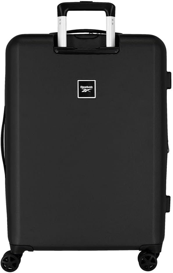 Reebok Roxbury Koffer, mittelgross, Schwarz, 48 x 70 x 26 cm, fester ABS-Kunststoff, integrierter TS