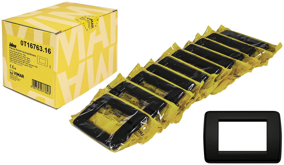 Vimar 0T16763.16 Idea Rondò 3 Module Technopolymer, 10 Stück, schwarz 10 Pezzi, 10 Pezzi