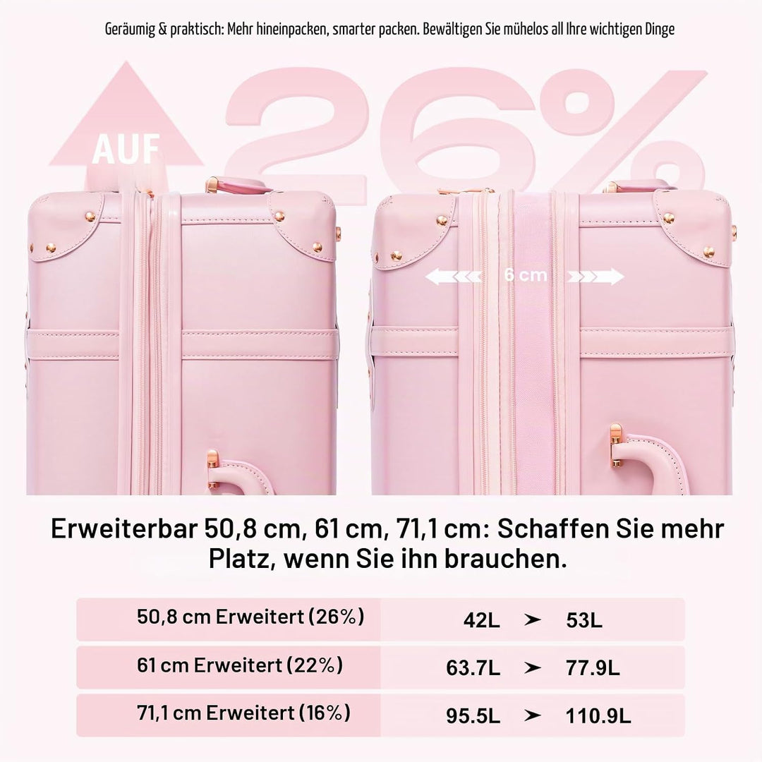 Urecity Vintage Reisekoffer Set 2 Teilig Leicht Retro Lederkoffer Hartschale Trolley Handgepäck Sets