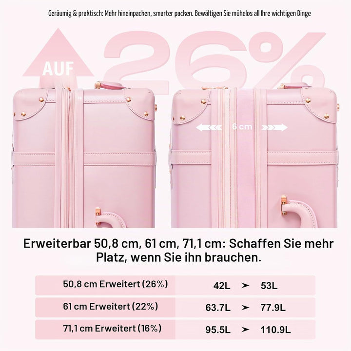 Urecity Vintage Reisekoffer Set 2 Teilig Leicht Retro Lederkoffer Hartschale Trolley Handgepäck Sets