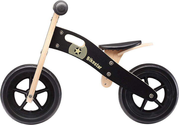 BIKESTAR Lauflern Rad für Jungen und Mädchen ab 2-3 Jahre | 10 Zoll Kinder Laufrad Holz | Schwarz |
