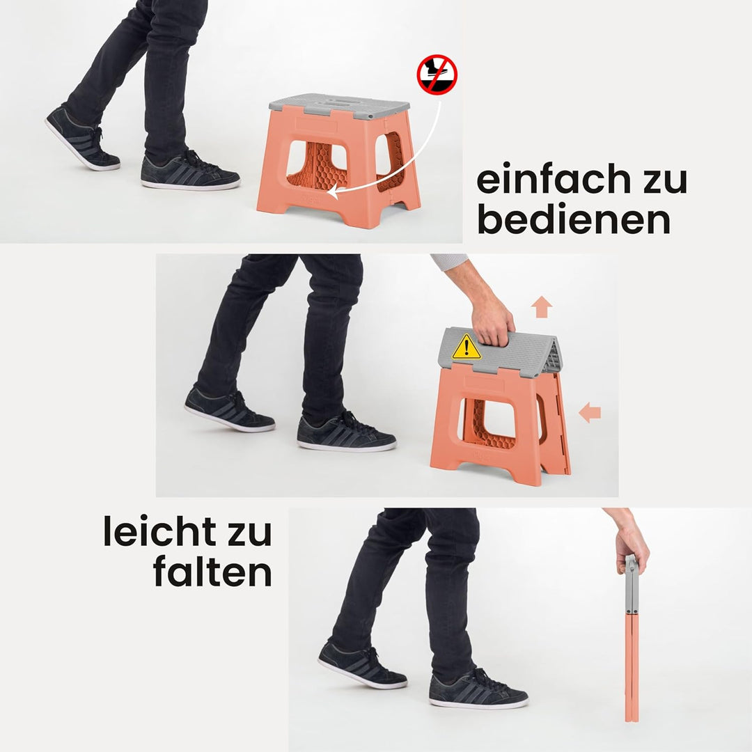Vigar Kompakte Tritthocker Klappbar für Erwachsene, 27 cm, Klapphocker Faltbar 150 kg rutschfest, Le