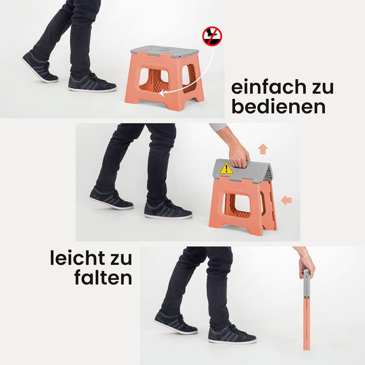 Vigar Kompakte Tritthocker Klappbar für Erwachsene, 27 cm, Klapphocker Faltbar 150 kg rutschfest, Le