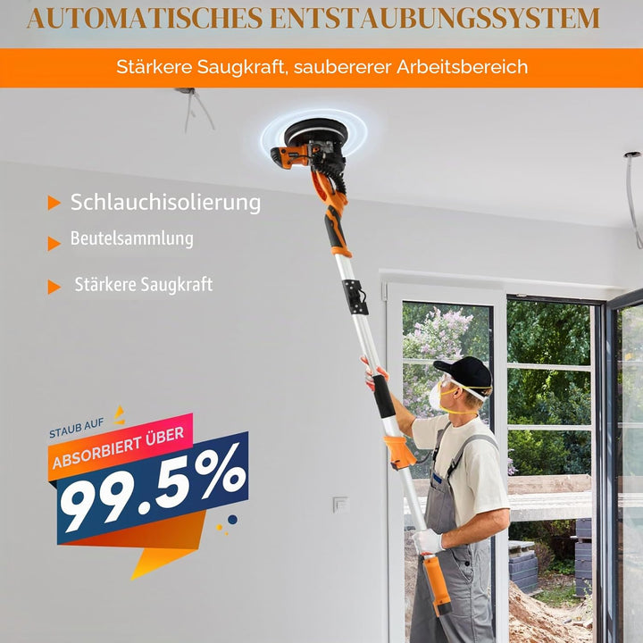 Trockenbauschleifer, 1250 W 225 mm Elektroschleifer, 5 variablen Geschwindigkeiten von 500 bis 1800