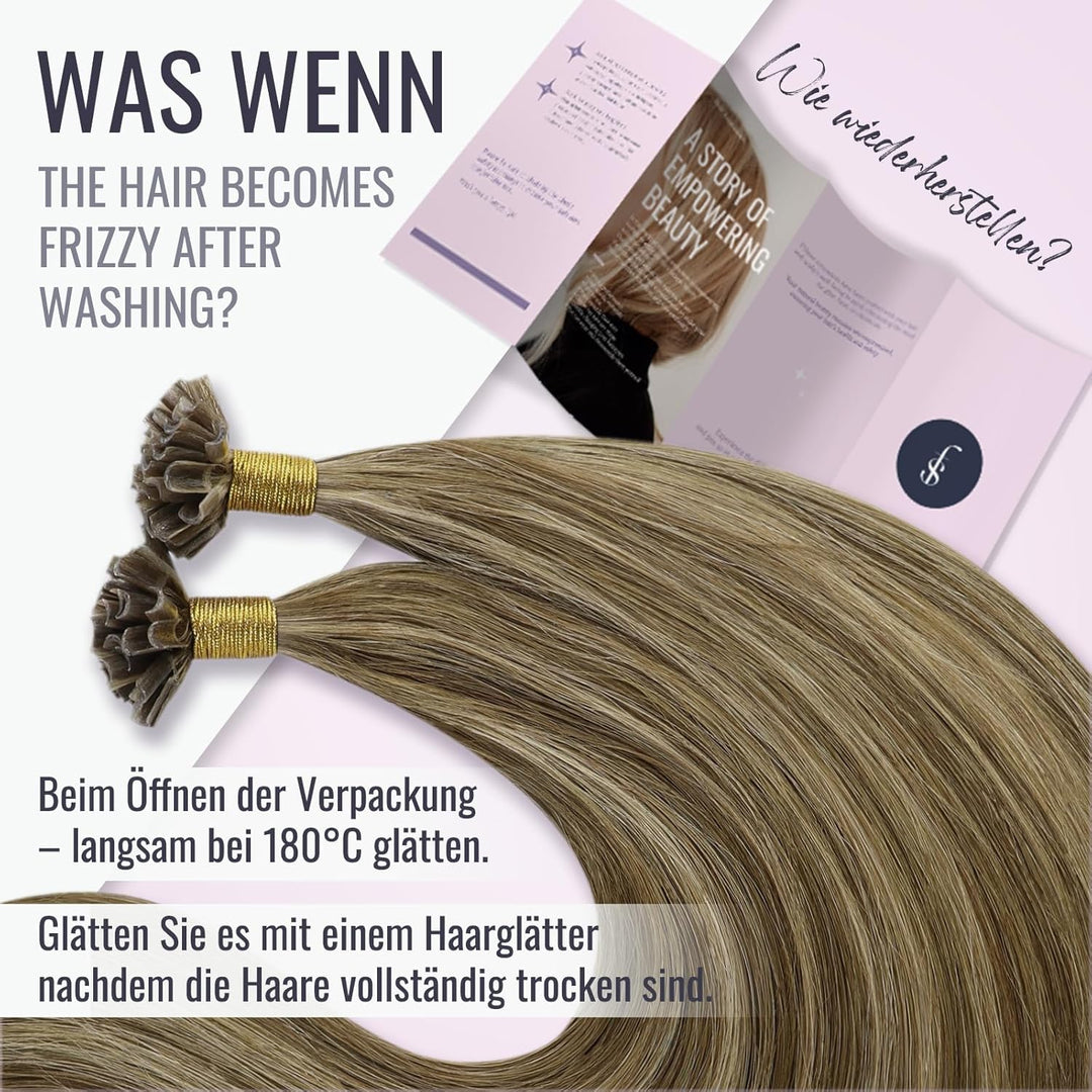 Fshine Bondings Extensions Echthaar 45 cm 50 g 50 Strähne Haar Extensions Echthaar Bondings U Tip Mi