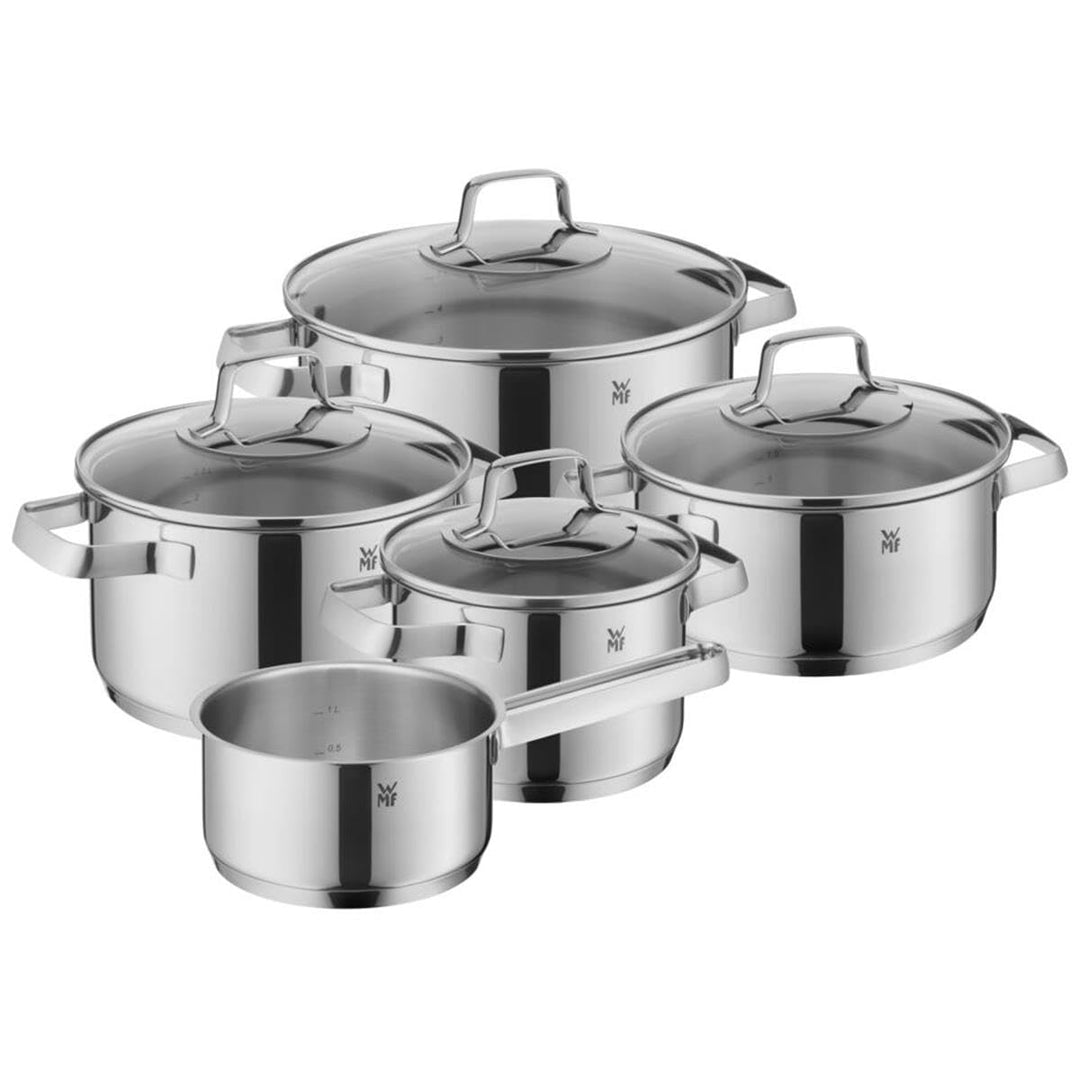 WMF Belmonte Topfset Induktion 5-teilig, Kochtopf Set mit Glasdeckel, Cromargan Edelstahl poliert, T