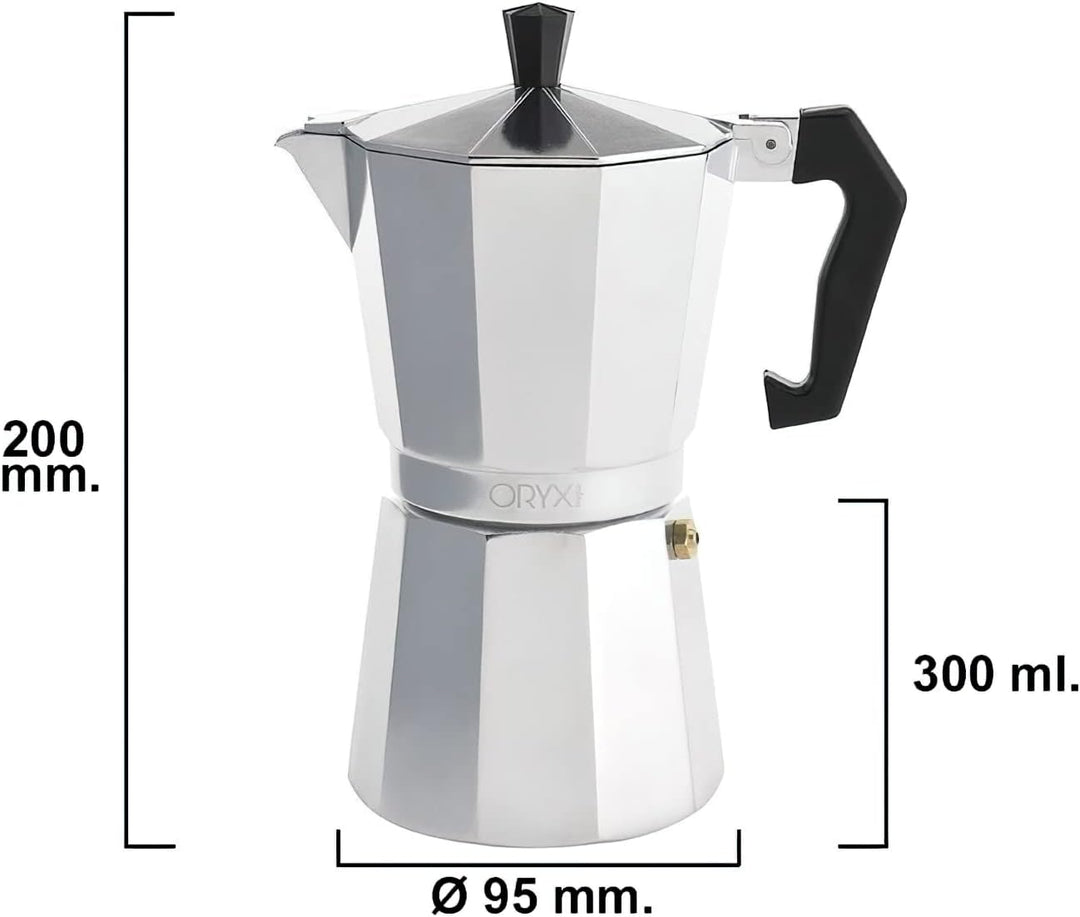 ORYX Espressokocher aus Aluminium 6 Tazas (300ml), 5056012, Silber, 6 Tazas (300ml)