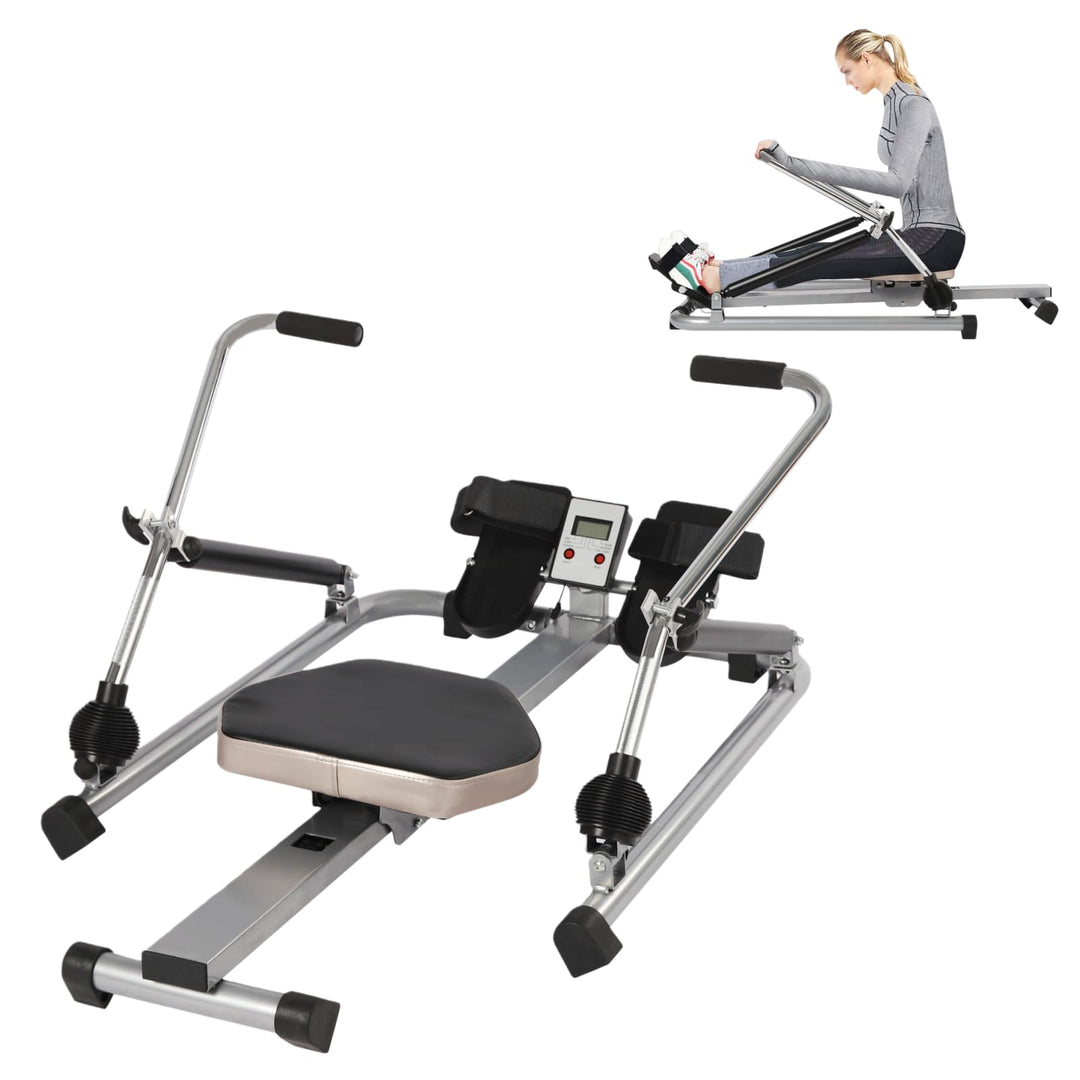 HUOMMGS Rudergerät für Zuhause 15–55KG Einstellbarer Widerstand Rudergeräte Hydraulisches Fitness Ru