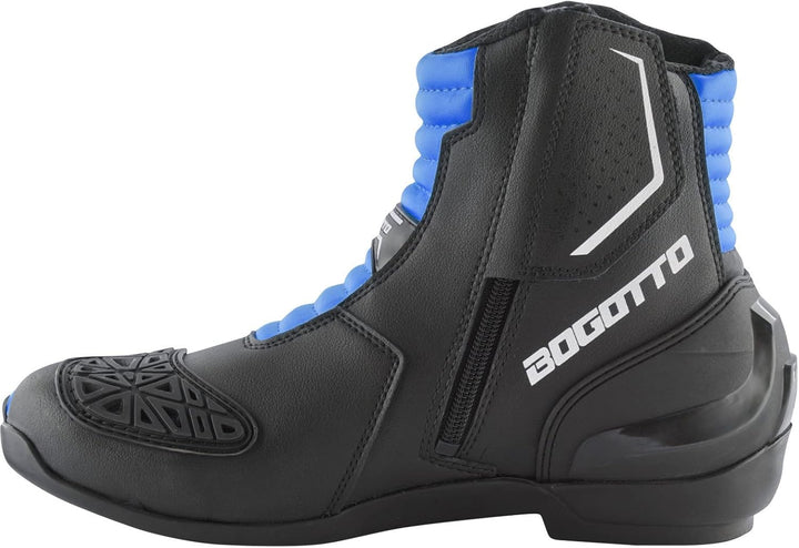 Bogotto Cartagena perforierte Motorrad Stiefel, schwarz/blau, 39 | Atmungsaktiv Schwarz Blau 39 EU,