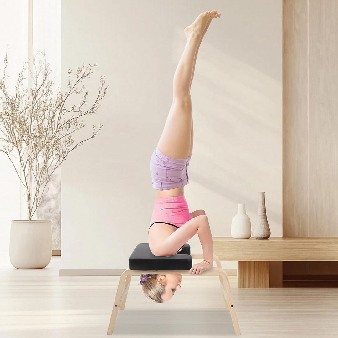 REDCAMP Yoga kopfstandhocker, Yoga Inversion Bank mit Holzrahmen und PU Pads, Entlasten Müdigkeit Ba