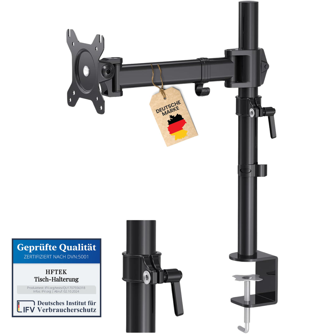 HFTEK - HF27DB - Monitor TV Tisch-Halterung Halter Bildschirmhalterung Neigbar Schwenkbar Monitorarm