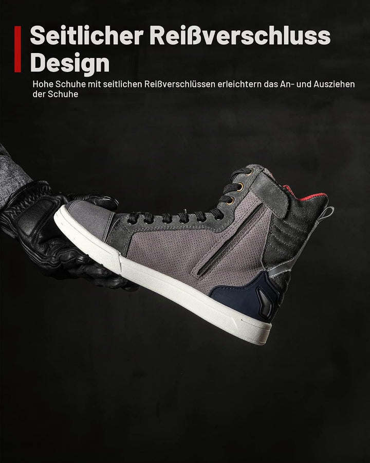 BORLENI Motorradschuhe Herren Sommer Motorradstiefel Männer lässige atmungsaktive Leder motorrad sne