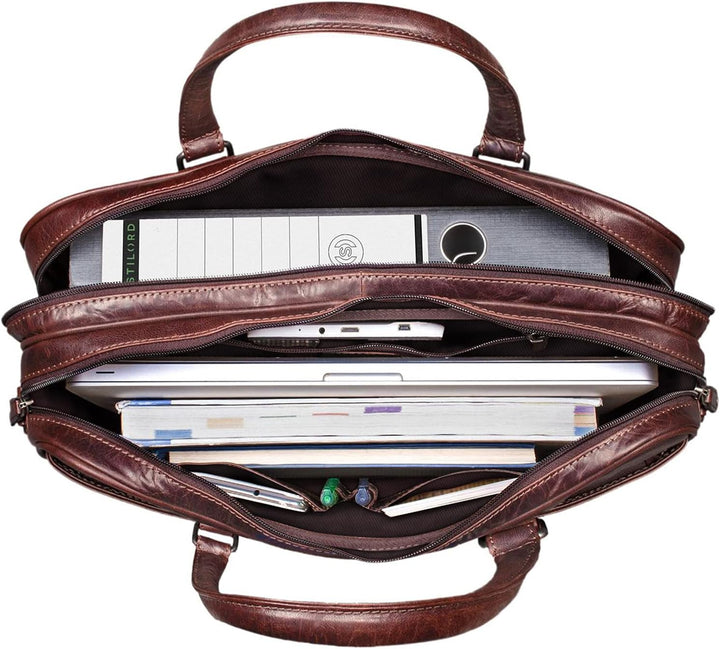 STILORD 'Dante' Business-Tasche Leder gross elegante Aktentasche Umhängetasche Laptoptasche 15.6 Zol