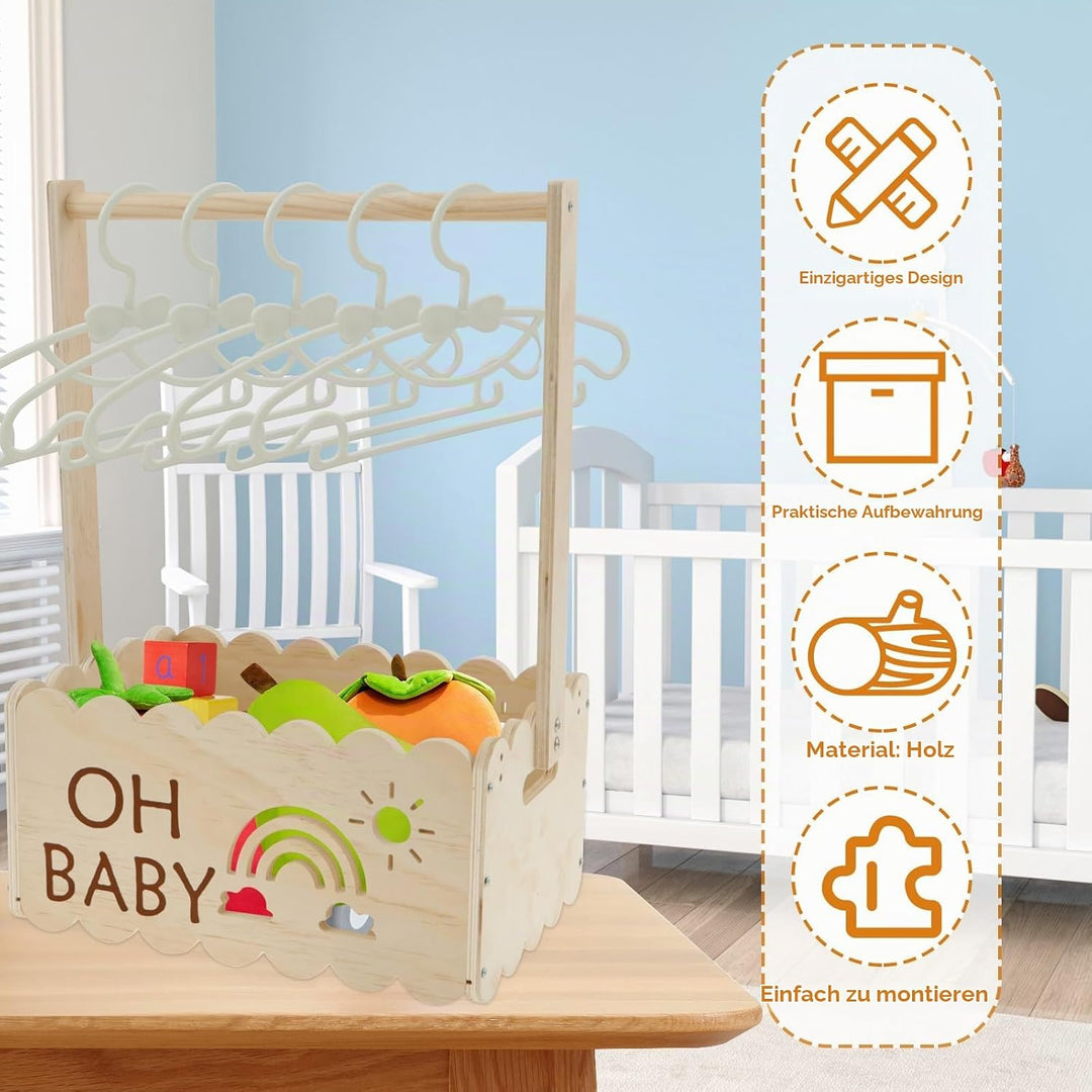 Babykorb Geschenk mit Griff,Holzkiste für Babyparty,Schrank Babypartykisten aus Holz,Multifunktional