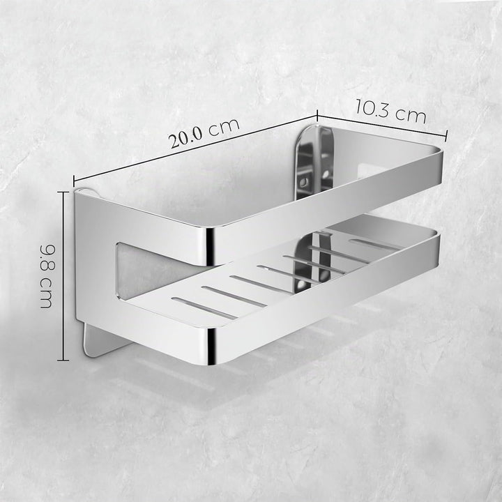 QL Duschregal,Badregale aus Edelstahl SUS304,Wand-Organizer für Bad und Küche,Duschkorb 20 cm,Chrom