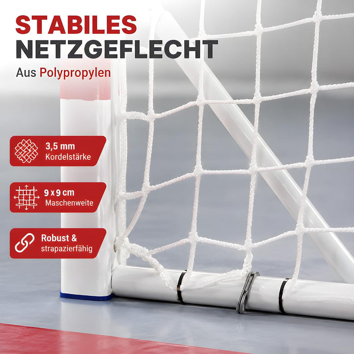 Handballnetz 3x2m Polypropylen mit 2m Befestigungsseil, 2er Set