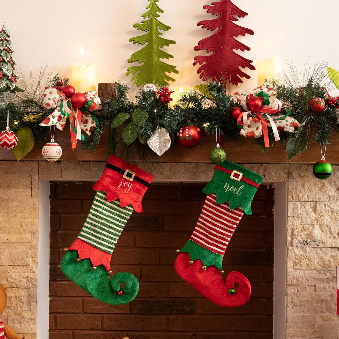 VALERY MADELYN Weihnachtsstrumpfe 46cm 2er Set Stoff Nikolausstiefel Weihnachtsdeko Weihnachtssocken
