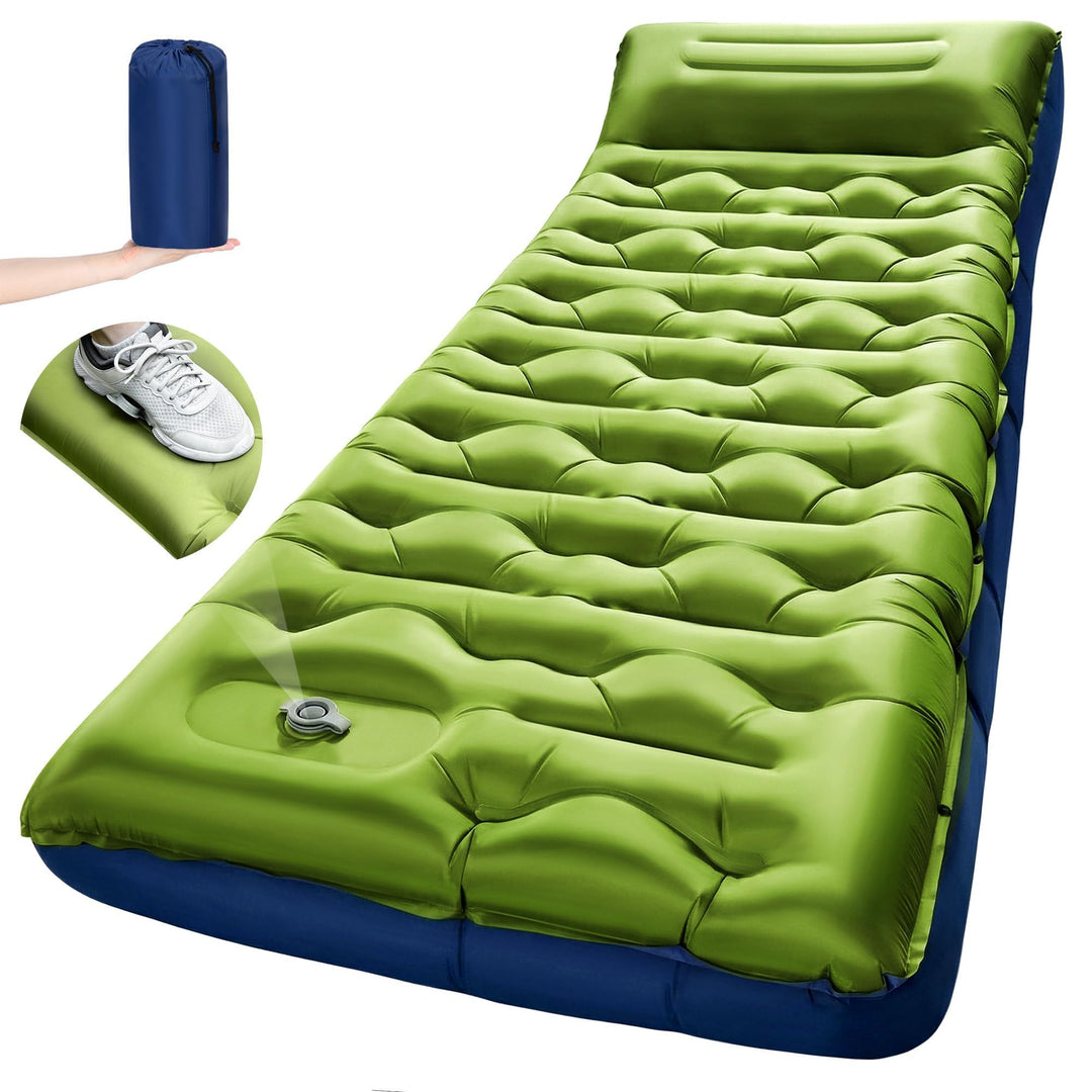 JasGood Isomatte Camping 15CM Ultraleicht Camping Luftmatratze mit Kissen und Fusspumpe Aufblasbare