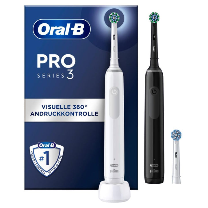 Oral-B Pro 3 3900 Elektrische Zahnbürste/Electric Toothbrush, Doppelpack & 3 Aufsteckbürsten, mit 3